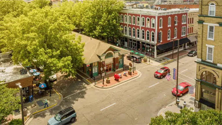 Aerial view of the Historic Market House in downtown Paducah, Ky.